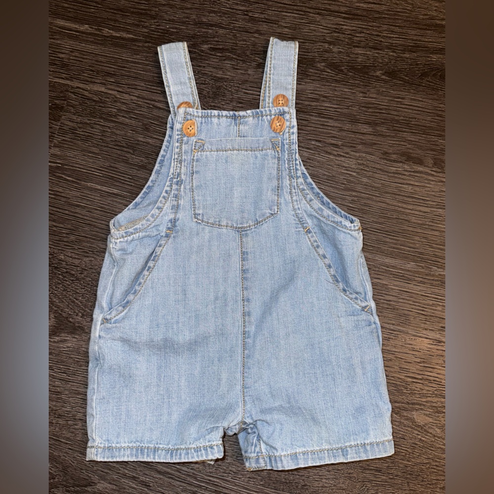 Denim Blue Baby 12 month Organic Little Planet Overalls Shorttalls One Piece